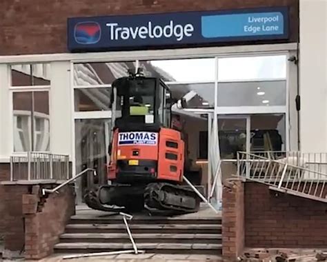 mini excavator hotel rampage|Liverpool Travelodge: Digger driver jailed for rampage.